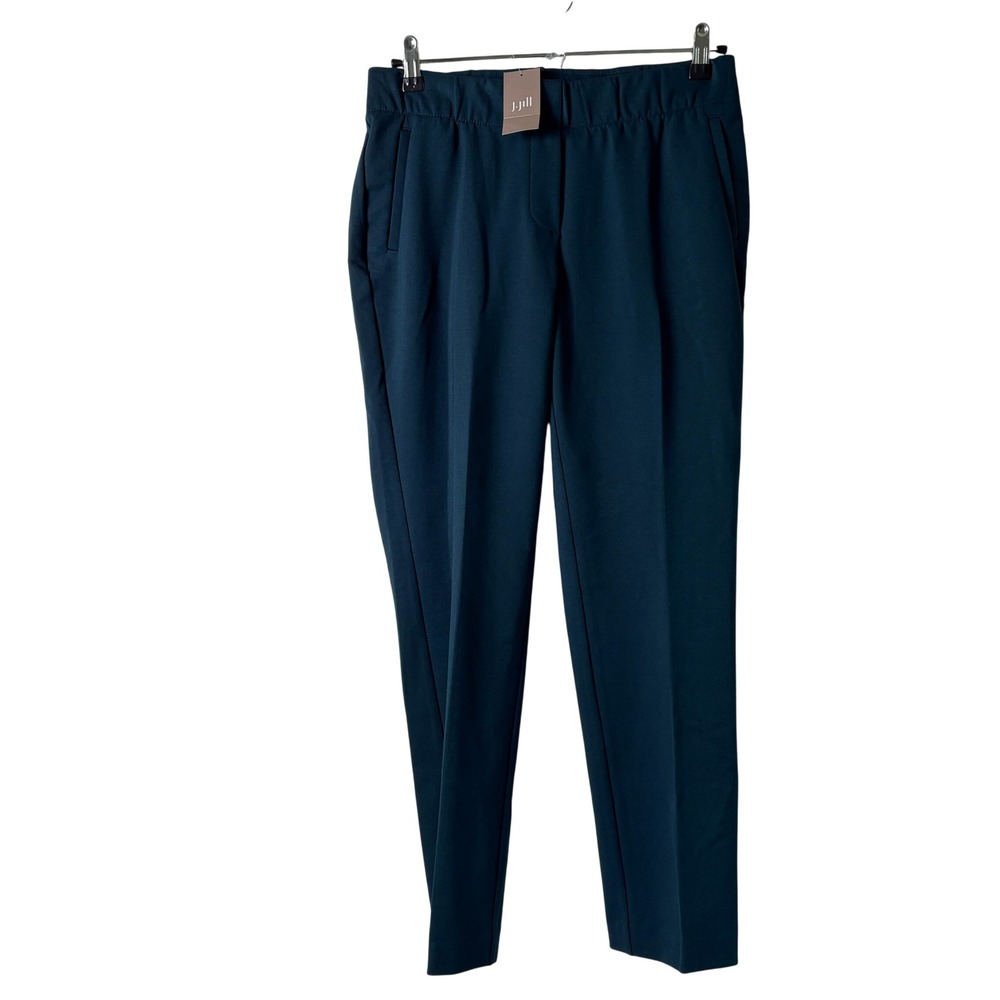 J. Jill Ponte Slim Leg Pants Petite Small SP Dark Teal Stretch Elastic Waist NWT